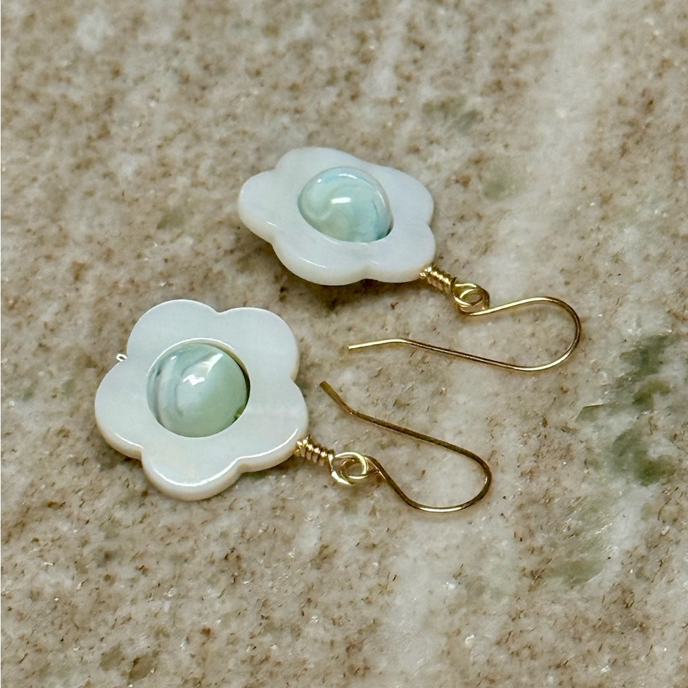 Pearlescent Mother-of-Pearl Flower Petal Earrings
